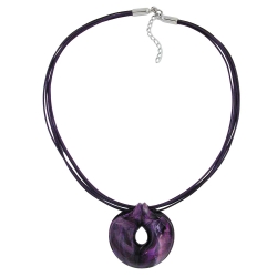 necklace, amulett, lilac marbled, 55cm
