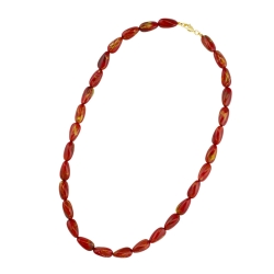 necklace angular beads red-gold-mixed