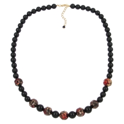 necklace, baroque beads, red/ black