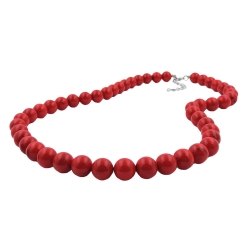 necklace, beads 10mm, red-black, 80cm 