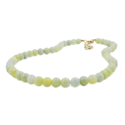 necklace, beads 10mm, yellow-green, 42cm 