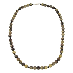 necklace, beads 12mm, green-black, 75cm