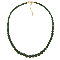 necklace, beads, 6/8/10mm, olive green