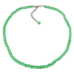 necklace, beads, 6mm, green/transparent