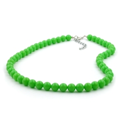 necklace, beads 8mm, green, shiny, 40cm 