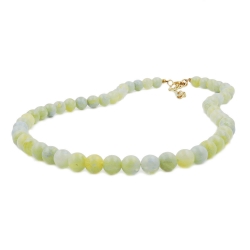 NECKLACE, BEADS 8MM, GREEN-WHITE, 40CM 