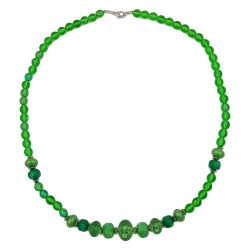 necklace, beads, green, 60cm