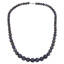 necklace, beads, grey/ lilac