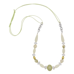 necklace, beads light-green-oliv
