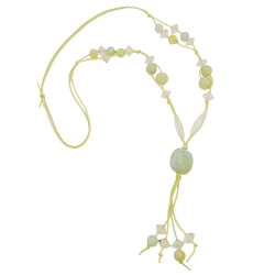 necklace, beads light-green yellow