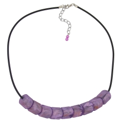 necklace, beads, lilac-marbeled 45cm