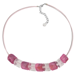 necklace beads pink-marbeled 45cm
