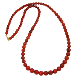 necklace, beads, red, 80cm