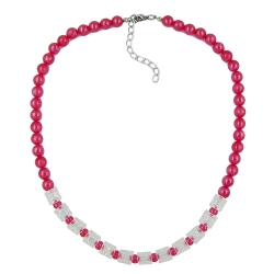 necklace, beads, red-transparent, 45cm