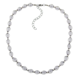 necklace, beads, tretragonal style beads, grey
