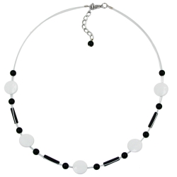 necklace beads white-black