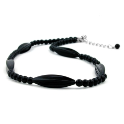 necklace, black beads, 42cm