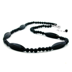 necklace, black beads, 50cm