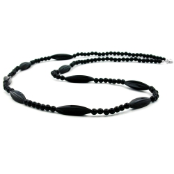 necklace, black beads, 80cm