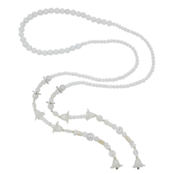 necklace, bloom-beads, white, 130cm