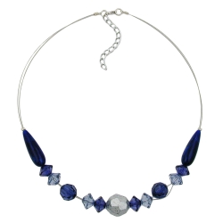necklace blue and silver-coloured beads 45cm