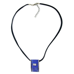 necklace, blue and silver, pendant, 45cm
