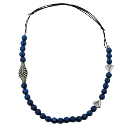 necklace, blue beads, long