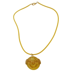 necklace, clown, yellow, matte polished