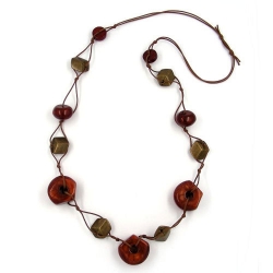 necklace, copper-brown, vintage-brass, 90cm