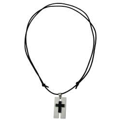 NECKLACE, CROSS, STAINLESS STEEL, 100CM