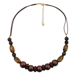 necklace, dark brown/ silky shimmering