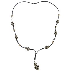 necklace, designer beads, black/gold-coloured