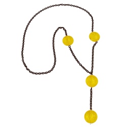 necklace, eye-catching beads, yellow, 90cm