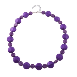 Necklace flat beads purple