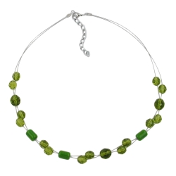 necklace glass beads green 43cm