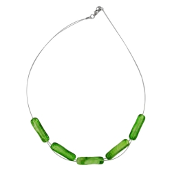 necklace glass beads green-white 45cm