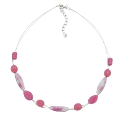 necklace glass beads pink 45cm