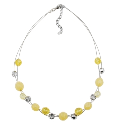 necklace glass beads yellow crystal 44cm