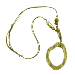 necklace, green/olive, large ring pendant