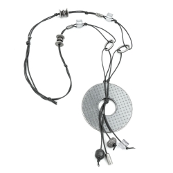 necklace, grey, beads, 90cm