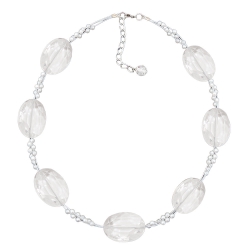 necklace large faceted plastic beads transparent tiny beads pearly white