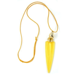 necklace, large triangle, yellow/ dull