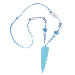 necklace, long triangle, light-blue
