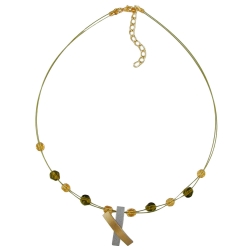 necklace metal pendant x gold and graphit coloured matt 42cm