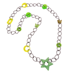 necklace, oliv-mint-lime-green beads