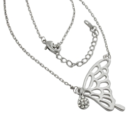 necklace, pendant, butterfly wing, white gold coloured