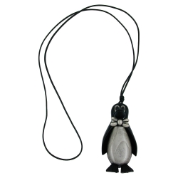 necklace, penguin black, antique-silver, 90cm