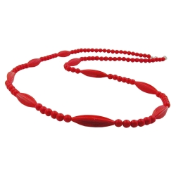 necklace, red beads, 80cm