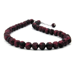necklace, red/ black beads, 42 cm