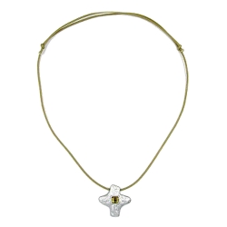 necklace, silver-coloured cross with rhinestone